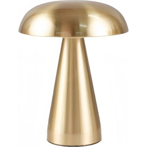 Lampe à poser champignon doré – Rechargeable sans fil – Gradation tactile – 3 couleurs de lumière – Design moderne en métal (1/4)