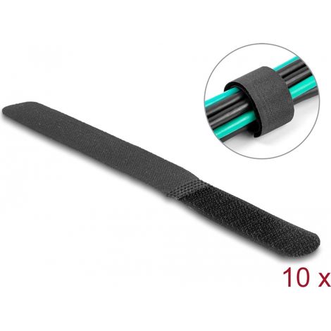 Delock Brida para cable con gancho y lazo LA 180 x AN 20 mm negro 10 piezas