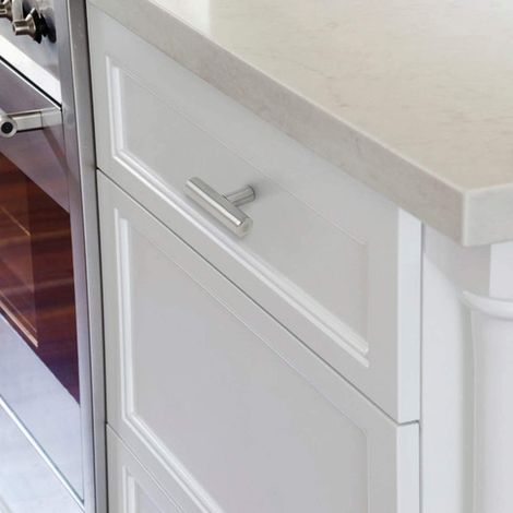 Lot de 10 Poignée Meuble Cuisine Forme de T Barre de Tiroir en Acier Inoxydable Bouton de Armoire Argenté 6CM (1/5)