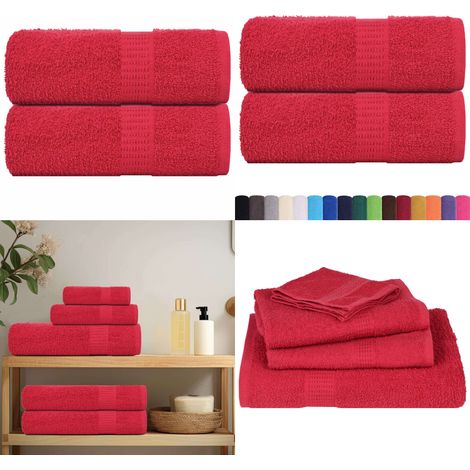 vidaXL Serviettes de visage 2 pcs rouge 30x30 cm 360 g/m² 100% coton (1/5)