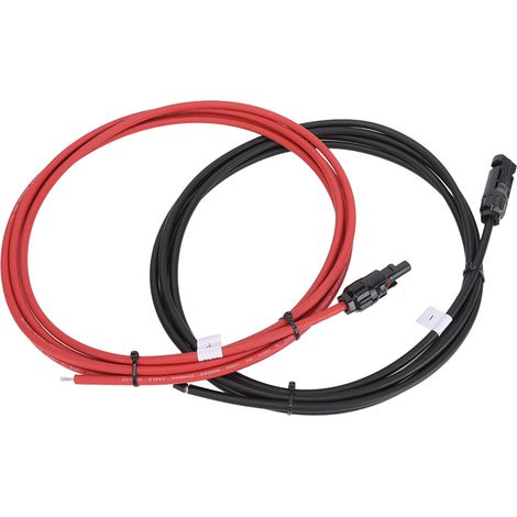 Câble d'extension de panneau solaire en cuivre de 3 mètres, noir et rouge, pour équipement photovoltaïque. (1/5)