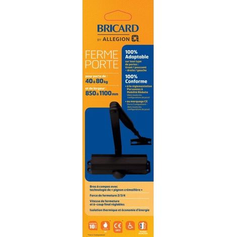 BRICARD 6100203 Force 3 Schiebetürschließer, schwarzer Stahl BRICARD