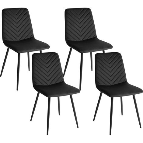Esszimmerstuhl 4er Set HAVRE Samtstoff Schwarz