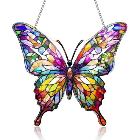 Attrape-soleil en forme de papillon - Décoration de fenêtre - En acrylique - À suspendre - Décoration de fenêtre - Décoration de printemps - Moderne - Pour fenêtre, balcon, jardin, salon (1/5)