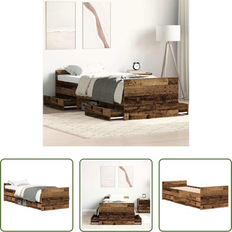 Holz -  Bettgestell ohne Matratze Altholz-Optik 100x200cm Holzwerkstoff (1/5)