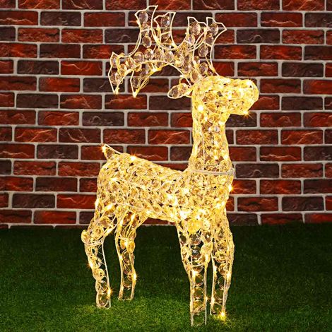 Renna Natalizia Luminosa 3D in Cristalli Acrilici 100 LED Bianco Caldo H. 70 cm (1/5)