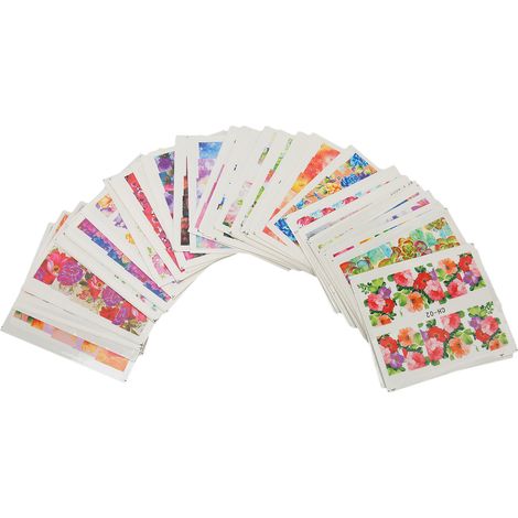 50 Autocollants Ongles Fleuris, Stickers Manucure Colorés, Décorations Nail Art Créatives (1/5)