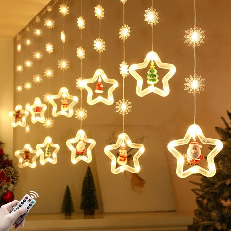 Guirlande lumineuse LED de 3 m pour l'extérieur et l'intérieur, Rideau lumineux de Noël avec télécommande, Lumière de Noël à piles, étanchéité IP44 (1/5)