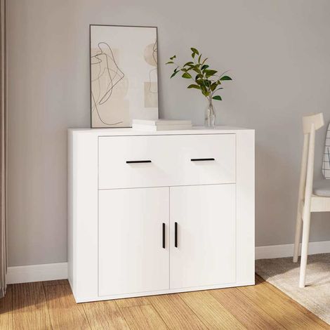 Buffet - Armoire de rangement Enfilade Blanc 80x33x70 cm Bois d'ingénierie BV652329 - BonneVie (1/5)