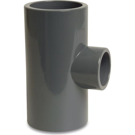 Mega T-Stück 90° PVC-U 75 mm x 50 mm x 75 mm Klebemuffe 16 bar, grau