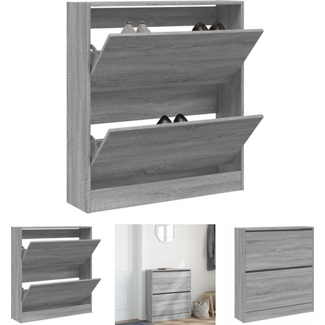 The Living Store Schuhschrank Grau Sonoma 80x21x87,5 cm Holzwerkstoff - Schuhregale & -schränke (1/5)