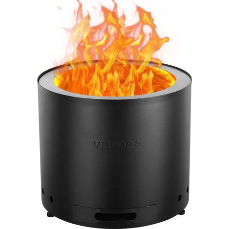 Brasero à bois sans émission de fumée, 490x390 mm, foyer à feu avec bac à cendres amovible, foyer d'extérieur portable intérieur en acier inoxydable SUS430, pour camping en terrasse extérieure (1/5)
