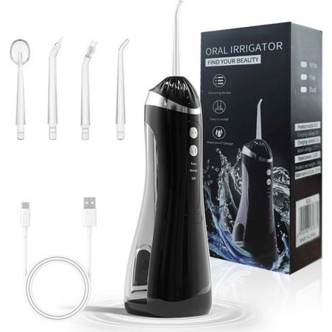 1 Hydropulseur, Rechargeable, 3 Modes, 4 Embouts, Noir, Usage Quotidien (1/2)
