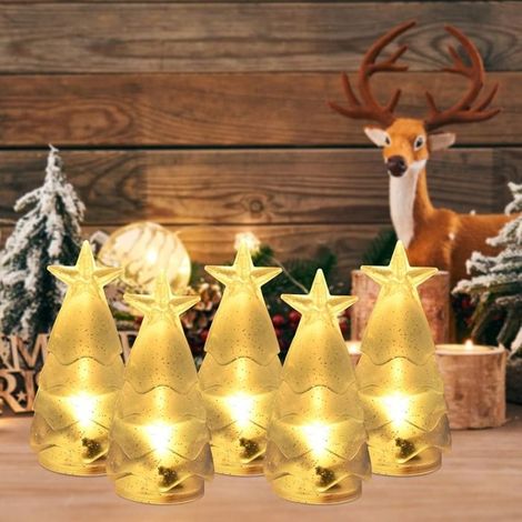 5 Mini Sapins de Noël LED avec Étoile, Ornements de Table et Bureau, Décorations Festives pour Maison et Cadeaux de Fin d’Année (1/5)