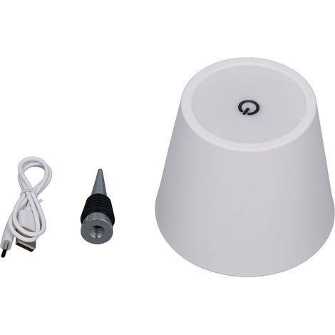 Ortviai Lampe à bouteille sans fil rechargeable, 3 couleurs et gradation continue, commande tactile LED, blanc (1/5)