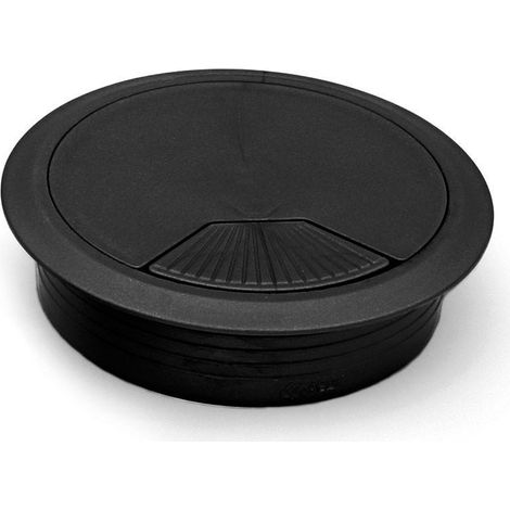 HERRAJES ALK pasacable redondo ø60 h20 negro , El pasacable redondo de Ø60 mm y 20 mm de altura, en color negro, es un componente esencial para la gestión de cables en diferente (1/2)