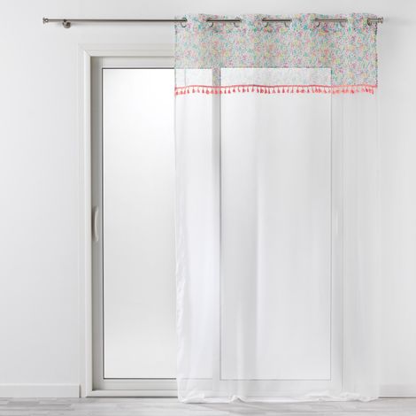 Rideau de fenêtre sur oeillets FRESH LIBERTY, 140 x 240 cm, blanc avec décoration (1/3)