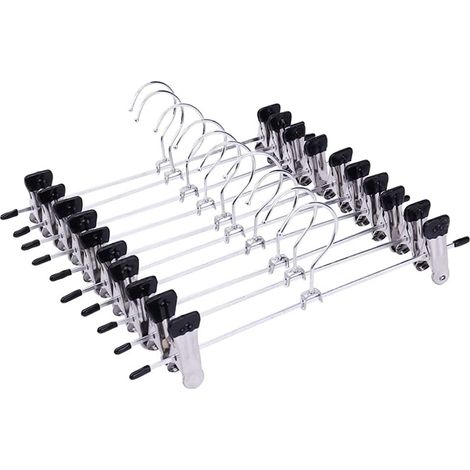 10 Pieces Durable and Sturdy Trouser Hangers, Skirt Hangers, Trouser Hangers with Clips, Loose Trouser Hangers, Trouser Hangers, Clothes Hangers (1/4)