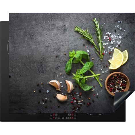 Induction Hob Protector Lime - Herbs - Spices - Green - Gray - Concrete 65x52 cm (1/5)