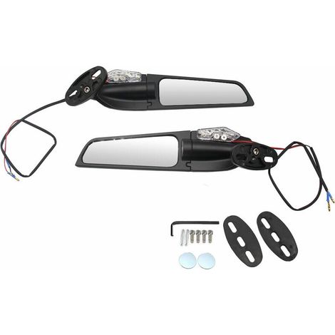 2 espejos retrovisores universales giratorios de 90° con luces de giro para motocicleta.