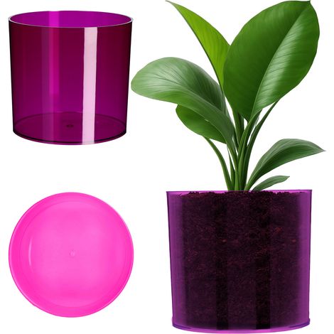 KADAX Blumentopf aus Kunststoff, Topf, rund, transparent, 13 cm, Violett