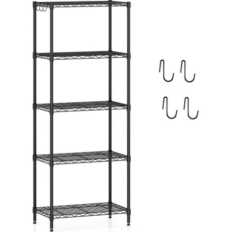Scaffale portaoggetti 59 x 34 x 152 cm 5 ripiani regolabili struttura robusta design moderno in metallo nero 200020955