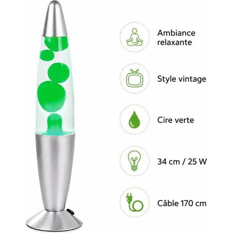 Lampe à lave - STRAßE TECH - Magma Vintage 34 cm - Vert - 34 cm - 25 W