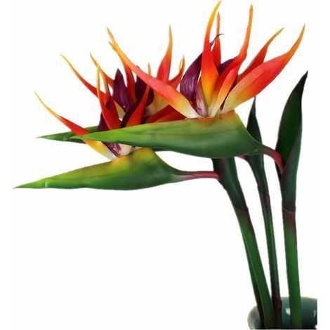 ZVD Paquete de 3 plantas grandes de ave del paraíso - 81 cm - Flores permanentes resistentes a los rayos UV - No se decoloran - Hechas de goma suave - Plantas artificiales para el hogar y la oficina (1/4)