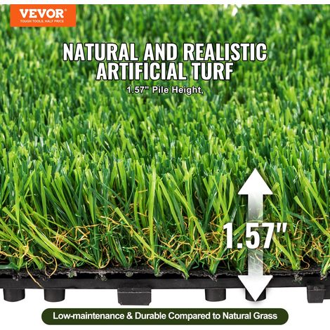 Gazon Artificiel Lot de 18 Pelouse Synthétique Extérieur Intérieur Dalles Emboîtables 31x31 cm Tapis de Sol Auto-drainant Brins d'Herbe 40 mm pour Jardin, Cours de Récréation, Décoration Maison (1/5)