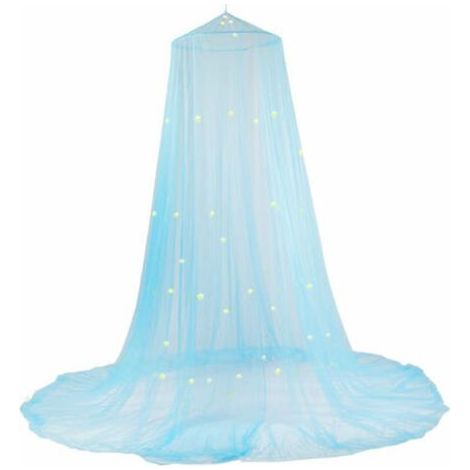 Lit De Luxe A Baldaquin Anti-Moustique Avec Etoiles Fluorescentes Qui Brillent Dans Le Noir Universel Moustiquaire Hamac, Bleu - Bleu (1/4)