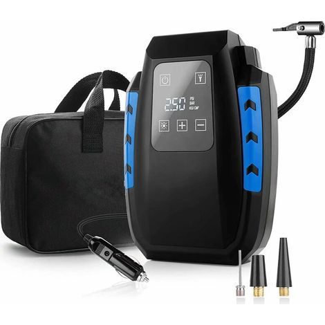 Compresseur d’Air Portatif 12V, Compresseur Voiture d'air Digital Portable 12V 120W Auto Gonfleur Pneus, Electrique Compresseur Air Numérique avec Lampe LED, 3M Câble pour Voiture Vélo (1/5)