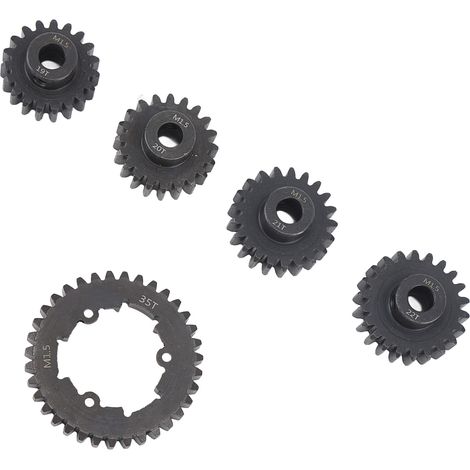 Kit de pignons droits M1.5 en acier (35T, 19T, 20T, 21T, 22T) pour véhicules radiocommandés TRAXXAS 1/5 6S et 8S (noir). (1/5)