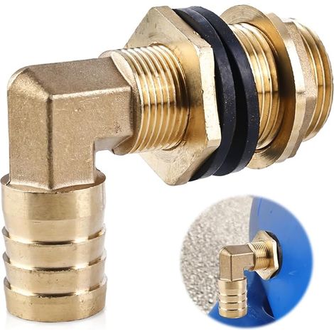 Rainwater tank passage - tank connection - rainwater tank connection 3/4 inch IG 1 inch AG + hose end 25 mm with 2 seals for cisterns (1/5)