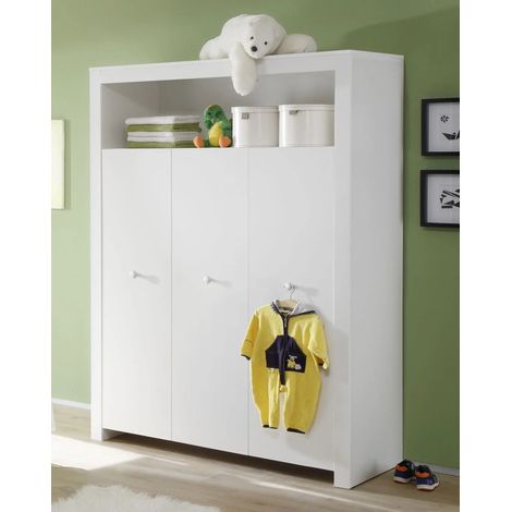 Armoire bébé 3 portes mélaminé blanc Kenan (1/5)