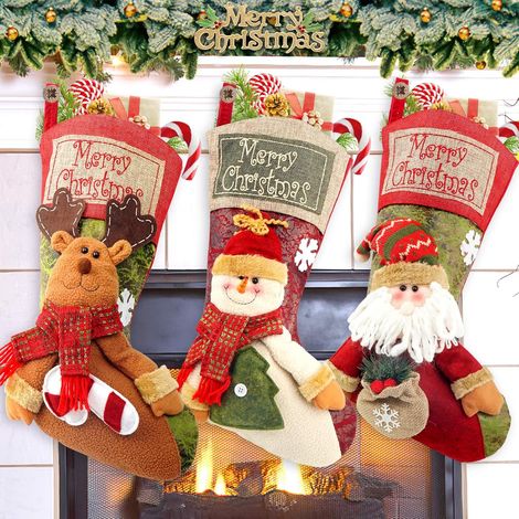 Weihnachtsstrümpfe, 3er-Pack, 46 cm, personalisierbar