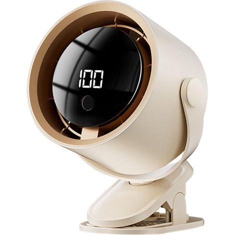 Ventilatore da tavolo portatile，ricaricabile con display a LED，100 velocità，culla e campeggio (bianco) (1/5)