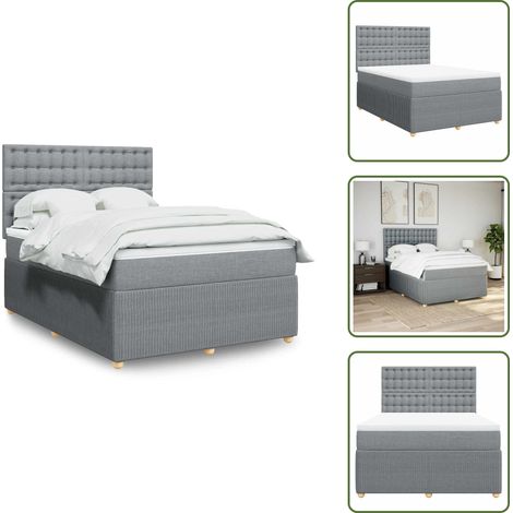 Sommier à lattes de lit avec matelas Gris clair 160x200cm Tissu - Sommier À Lattes De Lit - Sommiers À Lattes De Lit - Lit - Meuble De Chambre À Coucher (1/5)