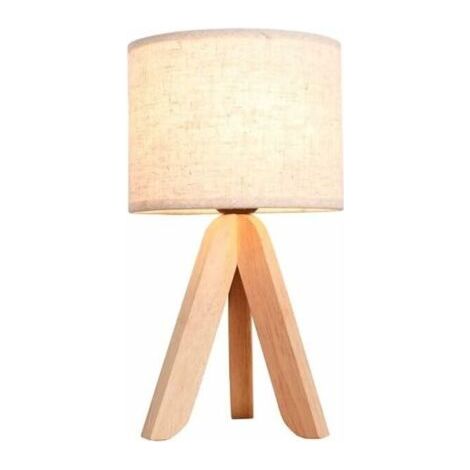 CHOYCLIT Lampe de chevet trépied en bois personnalité créative lampe de table en bois nordique étude chambre lampe de chevet salon art décoratif lampe de table (1/2)