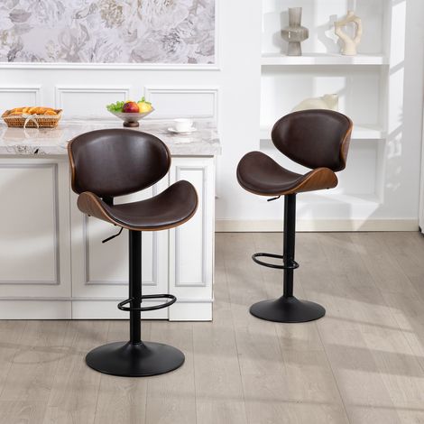 Barhocker drehbar höhenverstellbar mit Rückenlehne Brown OKMYHOME (1/5)
