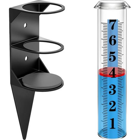 Pluviomètre d'extérieur, 18 cm (7 pouces), avec support métallique, facile à lire grâce à son flotteur rouge. (1/5)