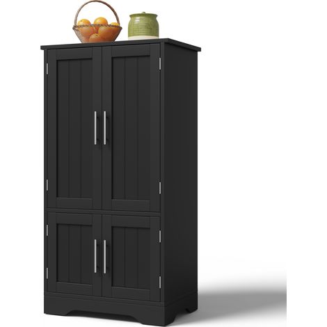 Buffet de cuisine 4 portes 120x60x40 cm noir avec LED à capteur et étagères réglables (1/5)