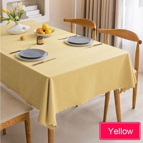 Nappe imperméable, en coton et lin nordiques, nappe japonaise, nappe unie pour table à manger/table basse, jaune. (1/5)