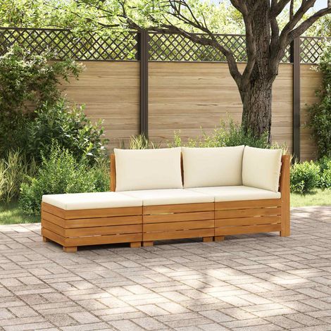 vidaXL 3 uds. Conjunto de sofás de exterior Madera de Acacia Sólida (1/5)