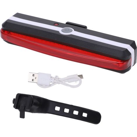 Feu arrière vélo une ligne, lumière cycliste arrière rechargeable USB 500mAh, sécurité pour nuit. (1/5)