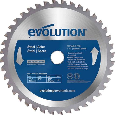 Lame acier TCT 185mm 40 dents alésage 20mm Evolution pour scie à onglet