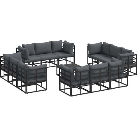 Maison Exclusive - Set Divano da Giardino 13 pcs Nero Metallo