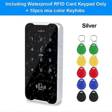 Clavier de contrôle d'accès RFID étanche IP68, boîtier métallique, lecteur de cartes RFID tactile pour serrure de porte extérieure S60 argent (1/5)