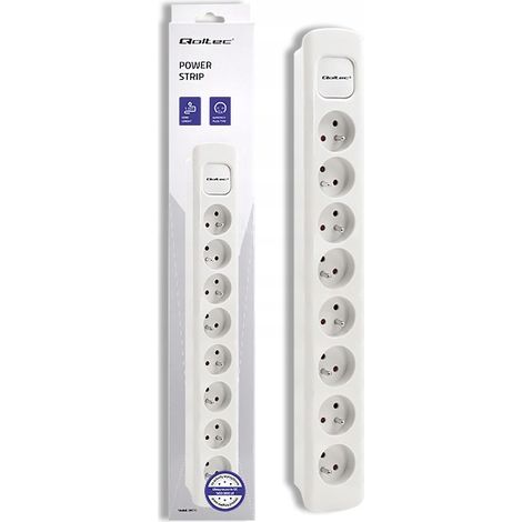 Qoltec Steckdosenleiste mit 8 Steckdosen, 1,8 m, beleuchteter Schalter (1/5)