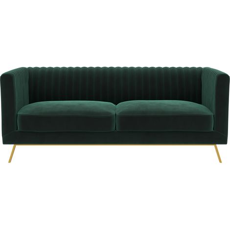 Canapé 2 places en velours vert foncé - GATSBY