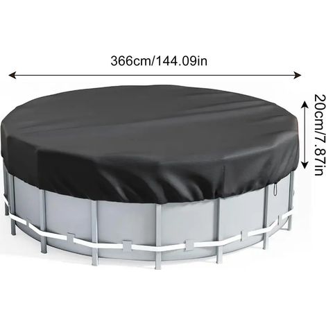 Accessoires de piscine (D 366 cm) Couverture de sécurité pour piscine, couverture solaire ronde pliable anti-poussière, pièces de rechange, accessoires pour spa. (1/5)